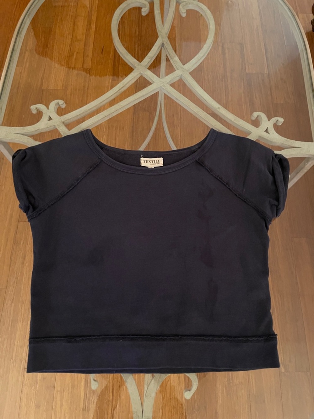 Textile Elizabeth and James Navy rolled short sleeve Sweatshirt